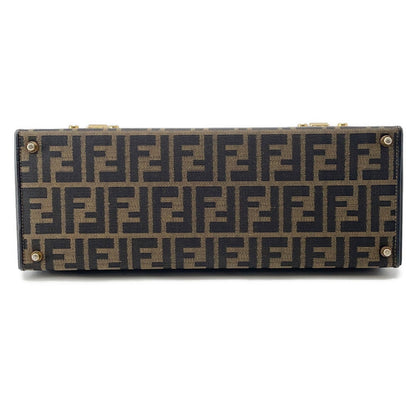 FENDI Zucca Vanity Bag Brown Canvas Leather