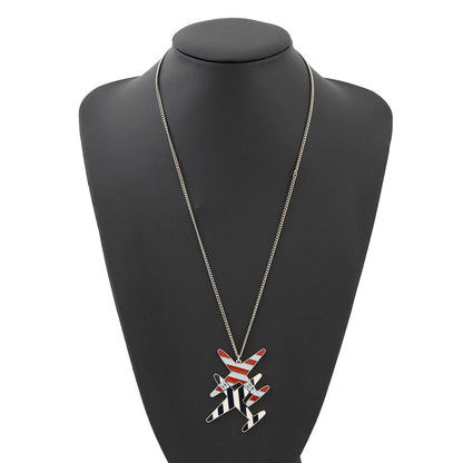 CHANEL Airline Necklace Red/Blue/White Metal