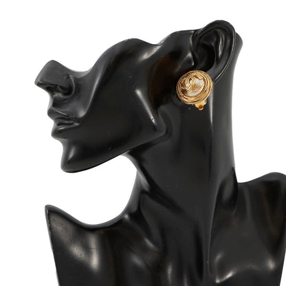 CHANEL CC Logo Faux Pearl Earring Gold Plated Faux Pearl