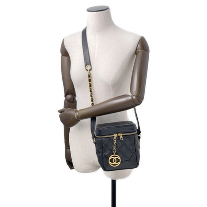 CHANEL Matelasse Chain vanity bag Black Caviar Leather