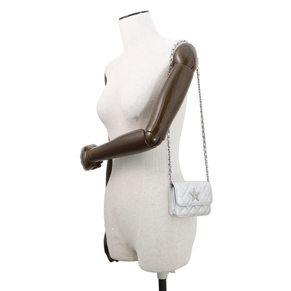 CHANEL Novelty Matelasse Chain Pouch Silver Lambskin