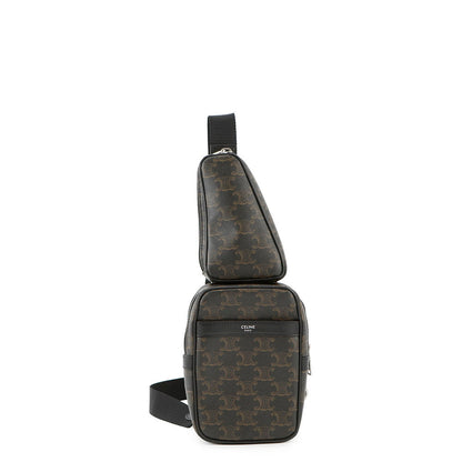 CELINE Triomphe Multi-Pocket Crossbody Bag Brown/Black111632EU1 PVC Leather
