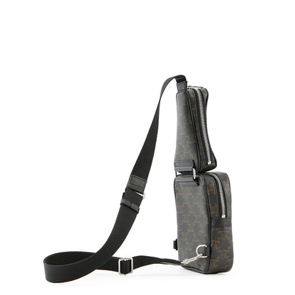 CELINE Triomphe Multi-Pocket Crossbody Bag Brown/Black111632EU1 PVC Leather