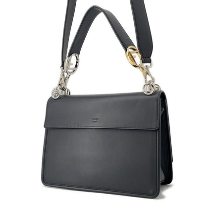 FENDI Zucca Canayev Handbag Black/Brown8BT284 Leather Velvet