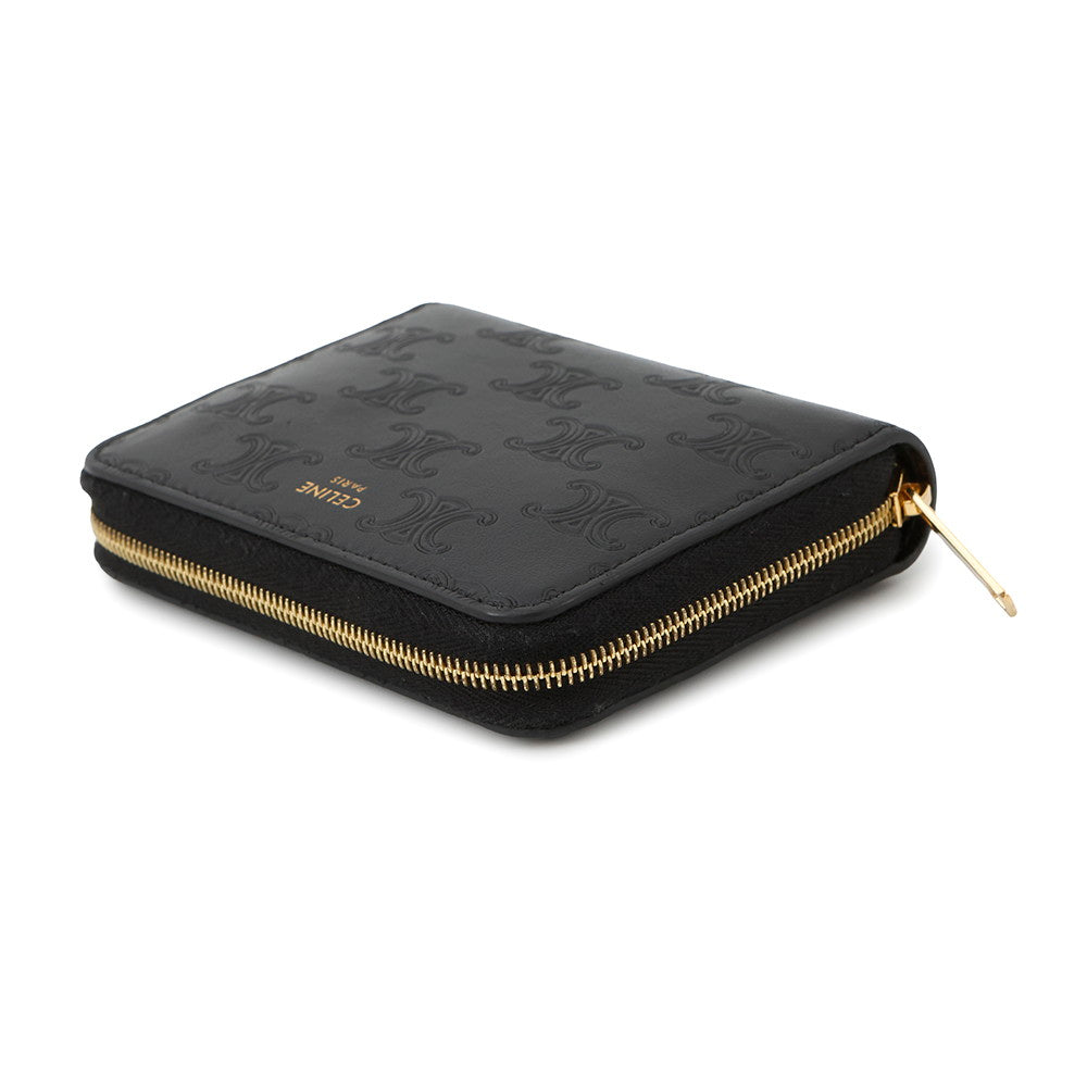 CELINE Triomphe Compact Zipped Wallet Black10B663BFU Leather