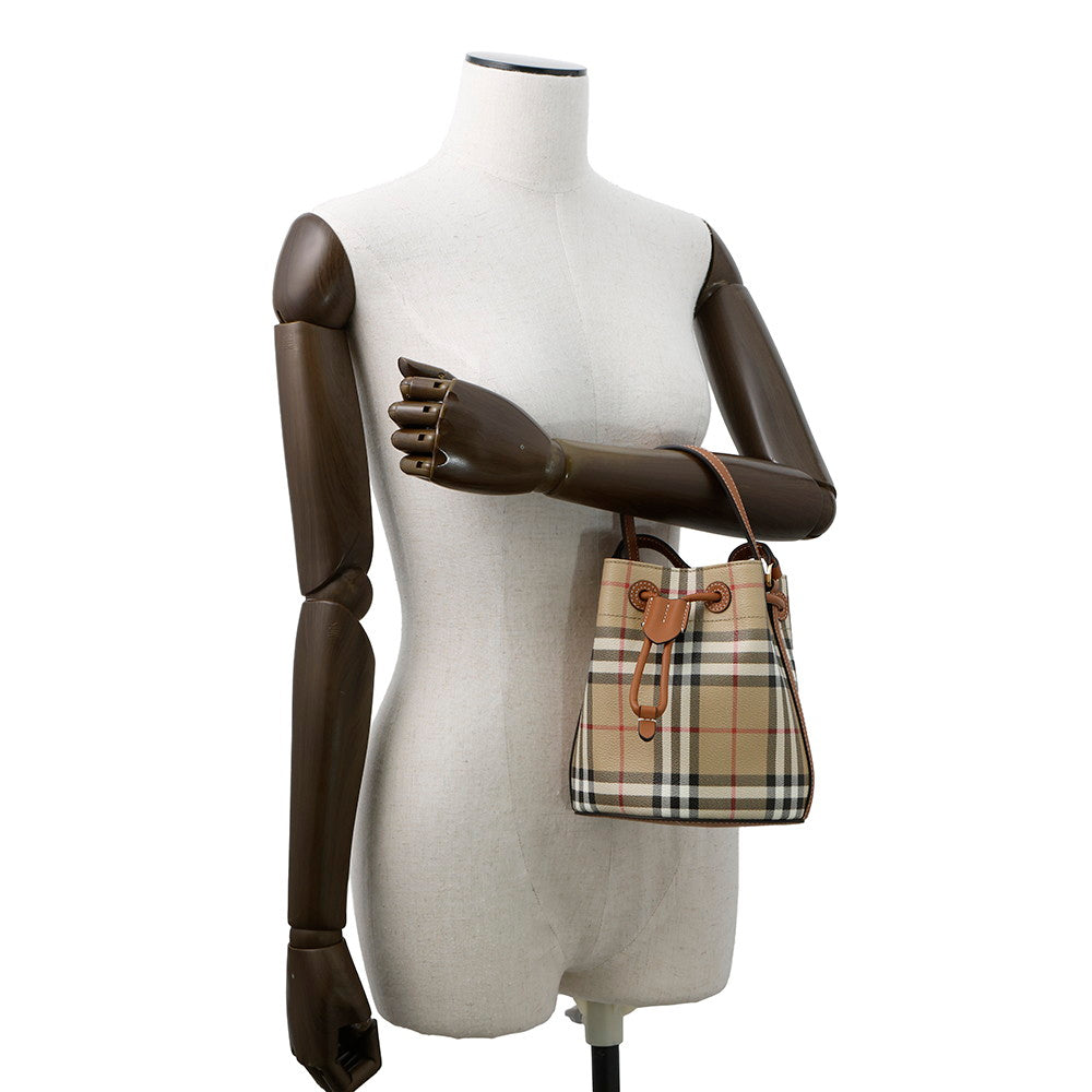 BURBERRY checked bucket bag Archive Beige/Briar Brown81004861 PVC Leather Size Mini