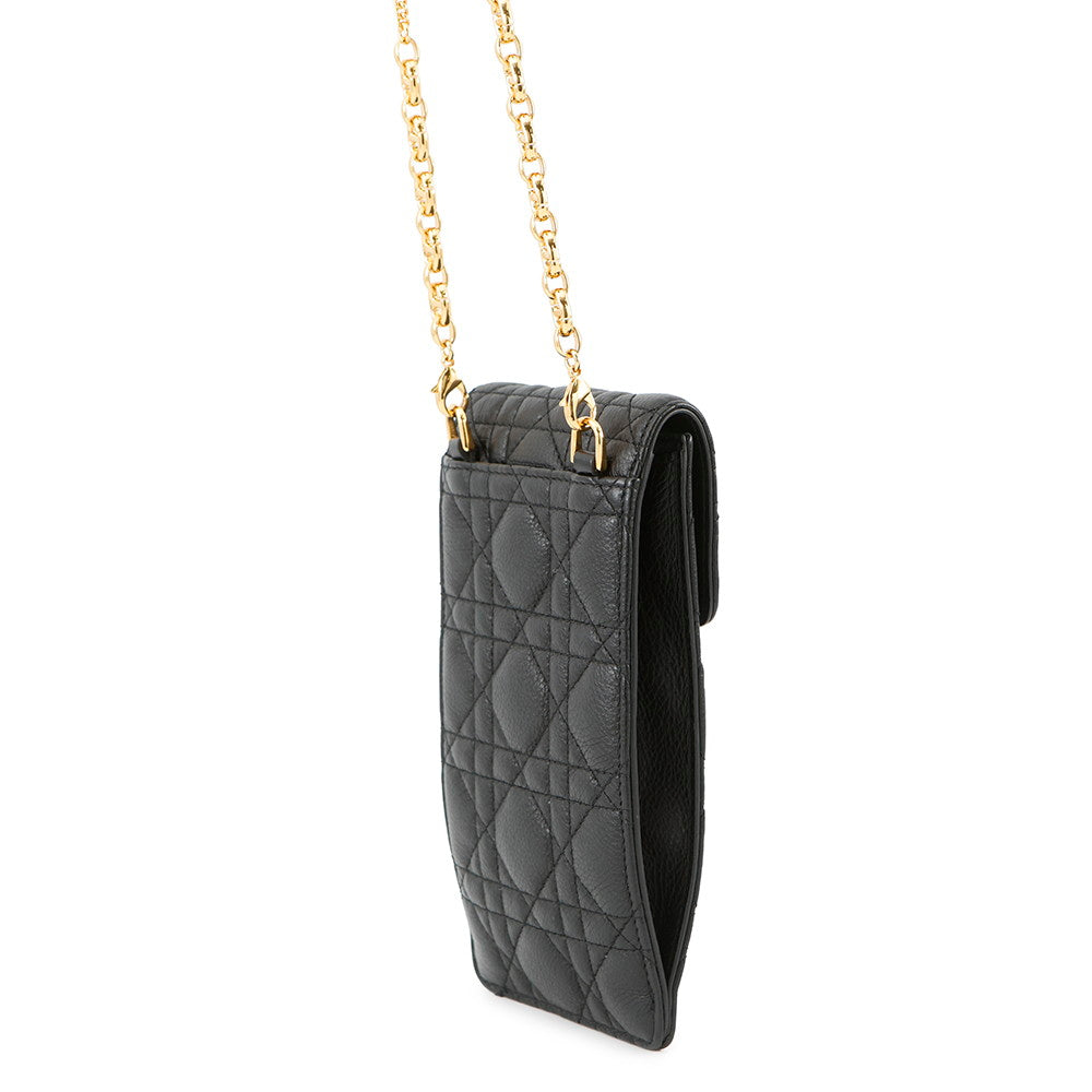 Dior Cannage CARO Phone Holder BlackS5105UWHC_M900 Calf Leather