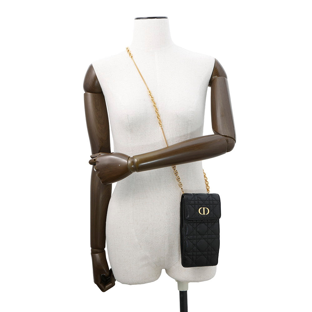 Dior Cannage CARO Phone Holder BlackS5105UWHC_M900 Calf Leather