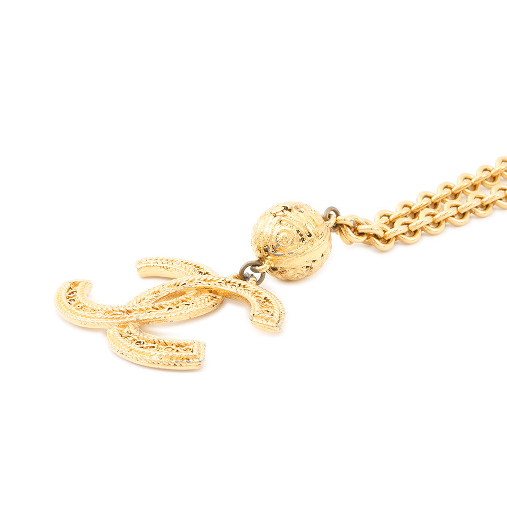 CHANEL CC Mark Necklace Gold Gold Plated