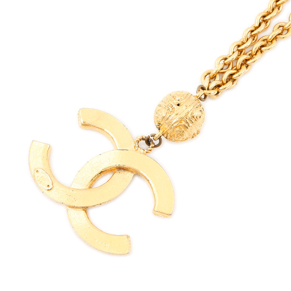 CHANEL CC Mark Necklace Gold Gold Plated