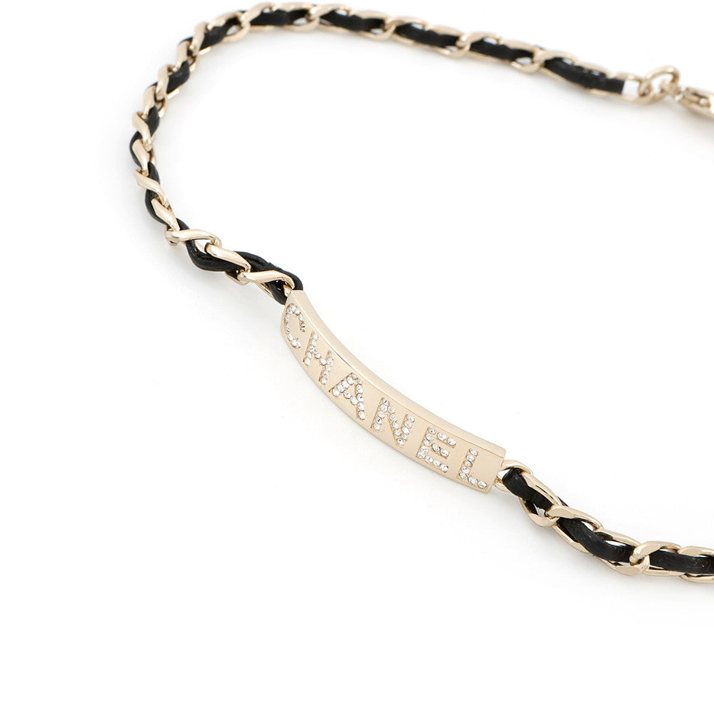 CHANEL With logo Chain choker BlackAB4711 Gold Plated Leather