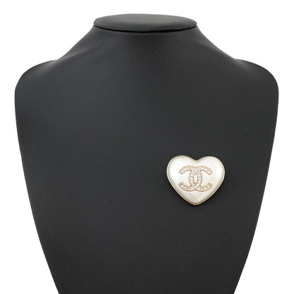 CHANEL Heart Brooch Rhinestone PearlAB7006 Gold Plated Rhinestone