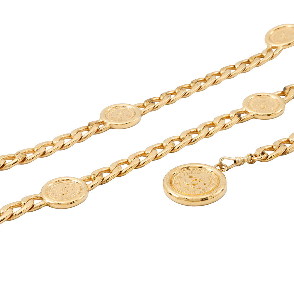 CHANEL Coin Motif Chain Belt Gold Gold Plated