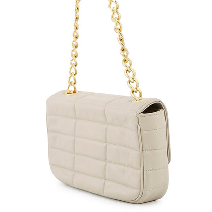 CELINE Matelasse Mono Chrome Chainshoulder Bag Greige111273 Leather