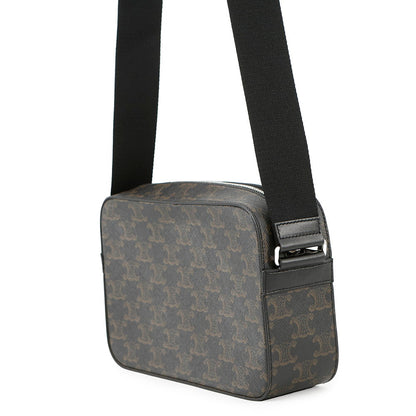 CELINE Triomphe Shoulder Bag Black/Brown PVC Leather