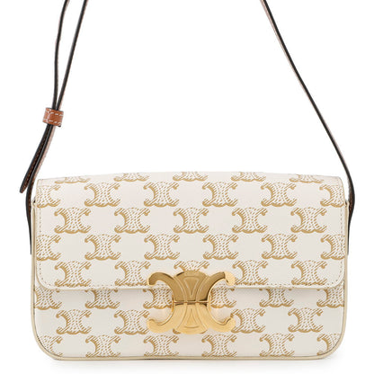CELINE Triomphe Claude Shoulder Bag White194142 PVC Leather