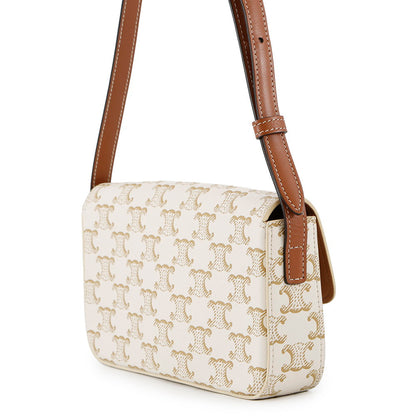 CELINE Triomphe Claude Shoulder Bag White194142 PVC Leather