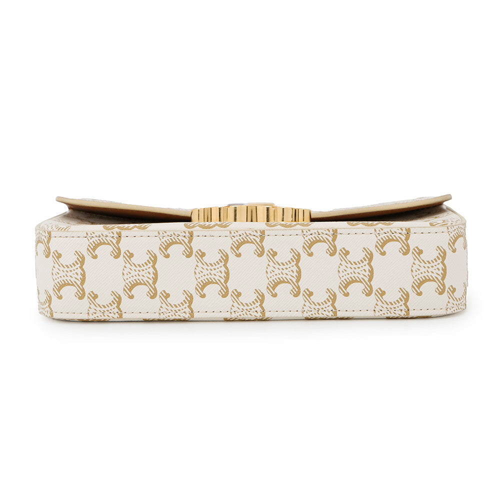 CELINE Triomphe Claude Shoulder Bag White194142 PVC Leather