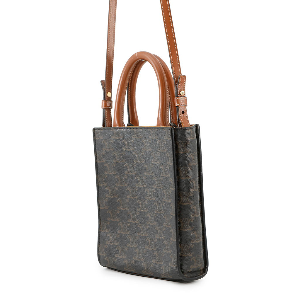 CELINE Triomphe Vertical Cabas Tan194372 PVC Leather Size Mini