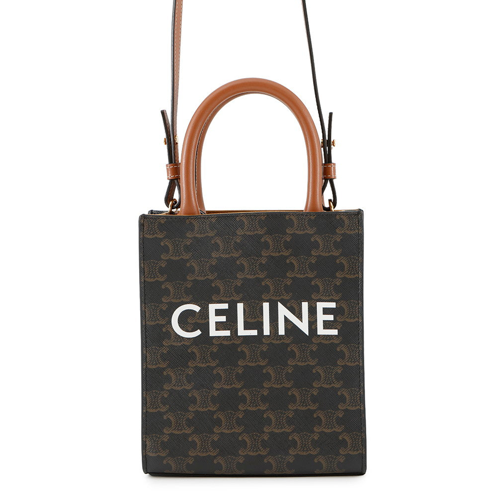 CELINE Triomphe Vertical Cabas Tan194372 PVC Leather Size Mini