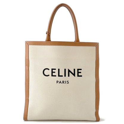 CELINE Vertical Cabas Natural/Tan190402 Canvas Leather Size Large
