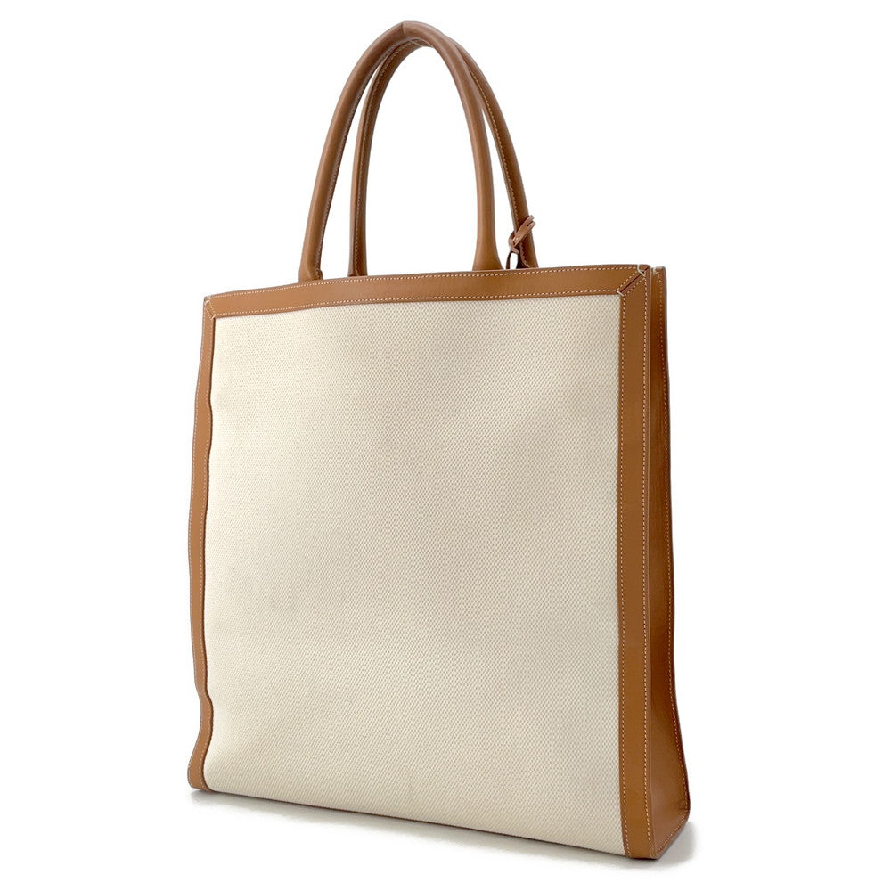 CELINE Vertical Cabas Natural/Tan190402 Canvas Leather Size Large