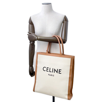 CELINE Vertical Cabas Natural/Tan190402 Canvas Leather Size Large
