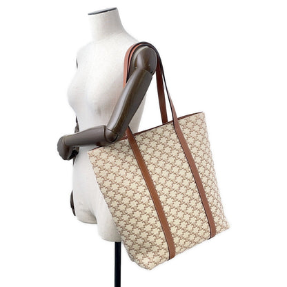 CELINE Triomphe Museum Bag Tote Bag Natural/Tan194542 Canvas Leather