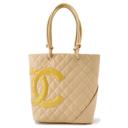 CHANEL Cambon line Tote Bag BeigeA25167 Lambskin Patent Leather Size Medium