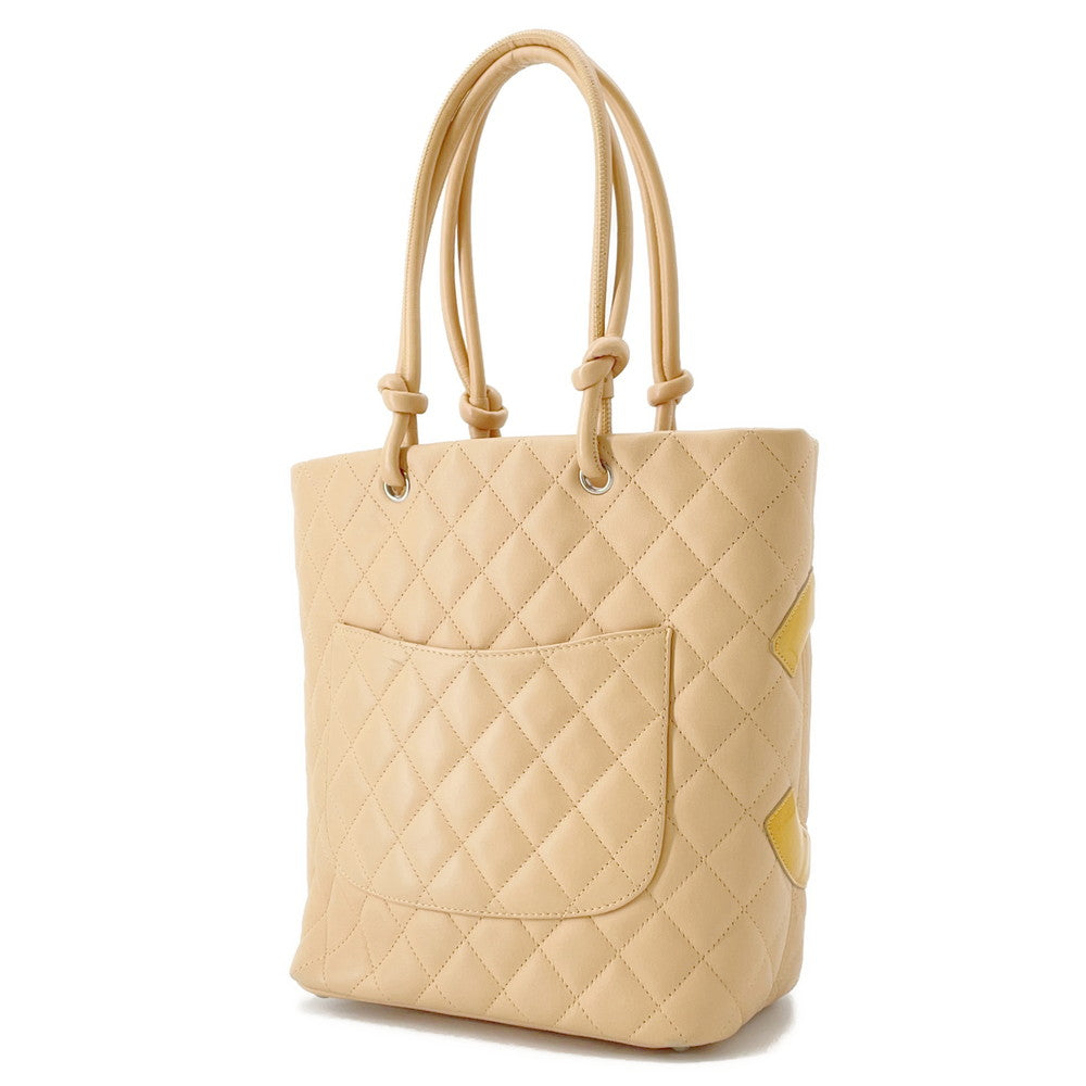 CHANEL Cambon line Tote Bag BeigeA25167 Lambskin Patent Leather Size Medium