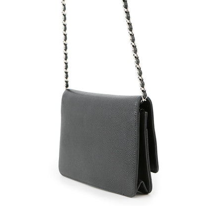 CHANEL CC Logo Chain Wallet BlackA48654 Caviar Leather