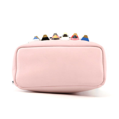 FENDI Bolsa Vitto Dolce Studded Shoulder Bag Pink8BT281 Leather