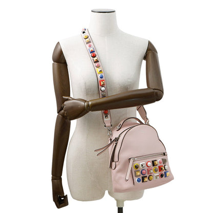 FENDI Bolsa Vitto Dolce Studded Shoulder Bag Pink8BT281 Leather