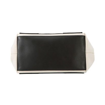 BALENCIAGA Navy Kabas Natural/Black339933 Canvas Leather Size S