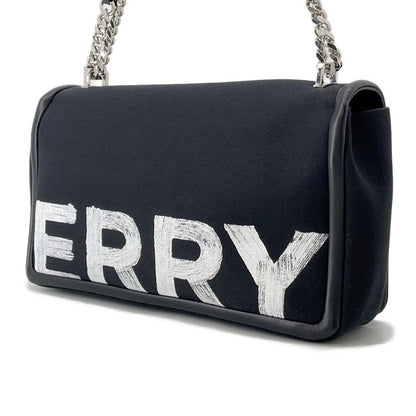 BURBERRY Roller ChainShoulder Black/White Canvas Leather