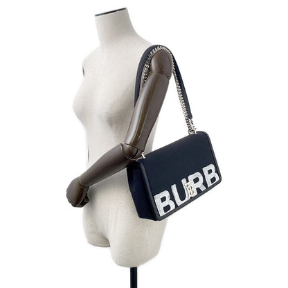 BURBERRY Roller ChainShoulder Black/White Canvas Leather