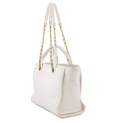 CHANEL Deauville Line 2WAYBag WhiteAS3351 Leather Size MM