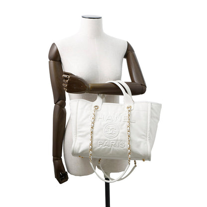 CHANEL Deauville Line 2WAYBag WhiteAS3351 Leather Size MM