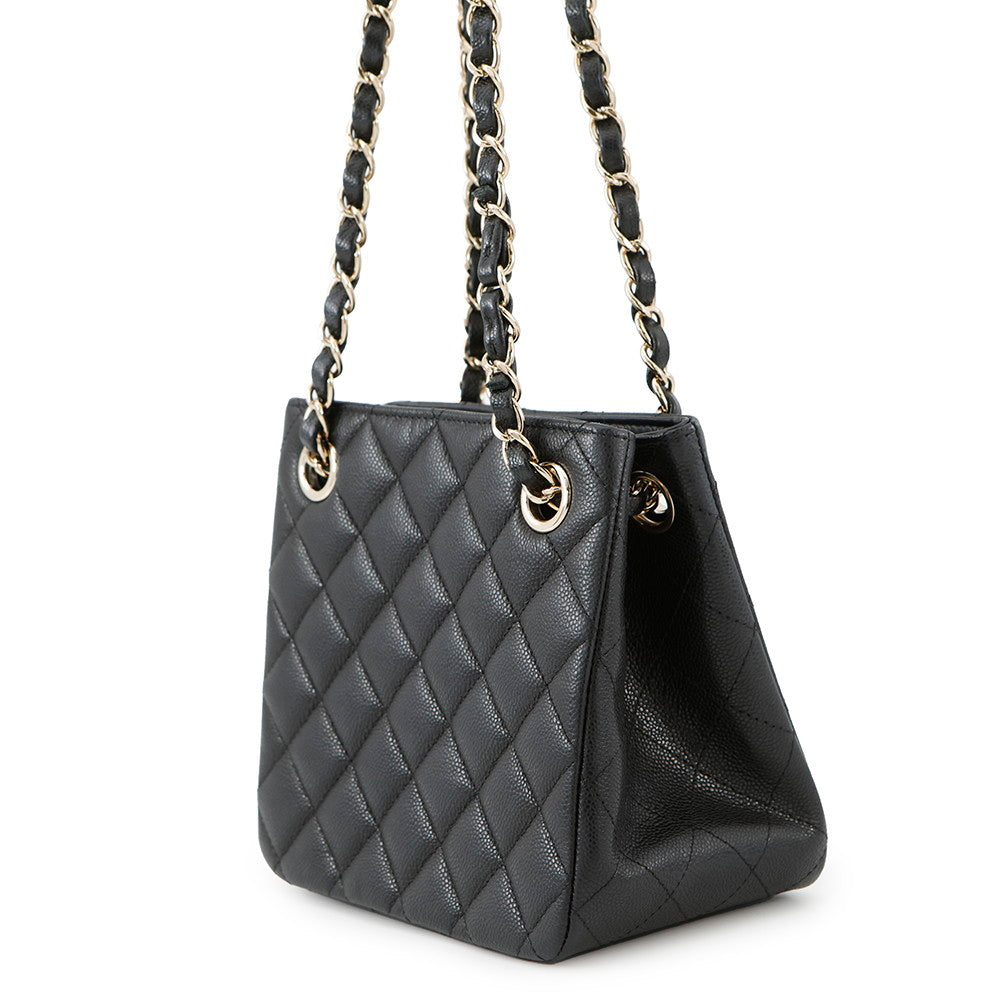 CHANEL Matelasse Chain Bucket Shoulder Bag BlackAS3176 Caviar Leather Size Mini
