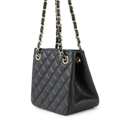 CHANEL Matelasse Chain Bucket Shoulder Bag BlackAS3176 Caviar Leather Size Mini