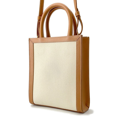 CELINE Vertical Cabas Natural/Tan193302 Canvas Leather Size Mini