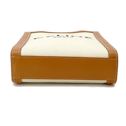 CELINE Vertical Cabas Natural/Tan193302 Canvas Leather Size Mini