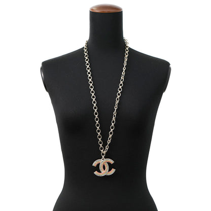 CHANEL CC Logo Rhinestone Necklace Multicolor Metal Rhinestone