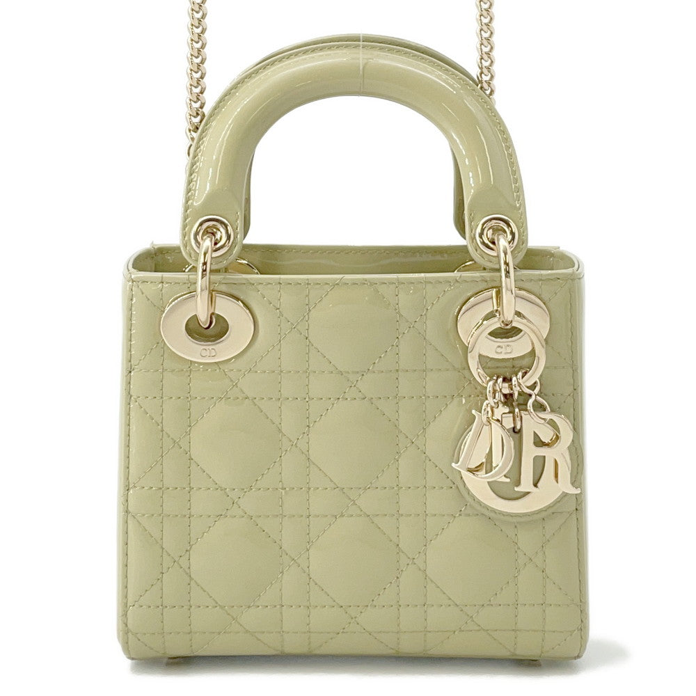 Dior Lady Dior 2WAYHandbag Light Green Patent Leather Size Mini