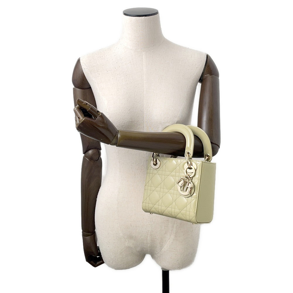 Dior Lady Dior 2WAYHandbag Light Green Patent Leather Size Mini