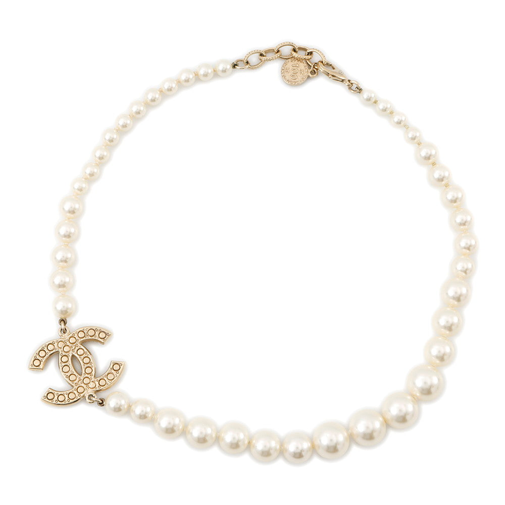 CHANEL CC Logo Pearl ChokerA64757 Faux Pearl Rhinestone