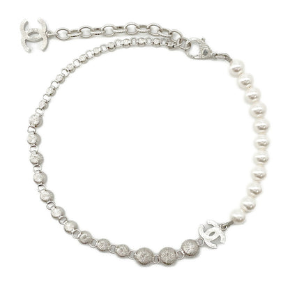 CHANEL CC Logo PearlNecklaceABA625 Metal Strass Costume Pearl