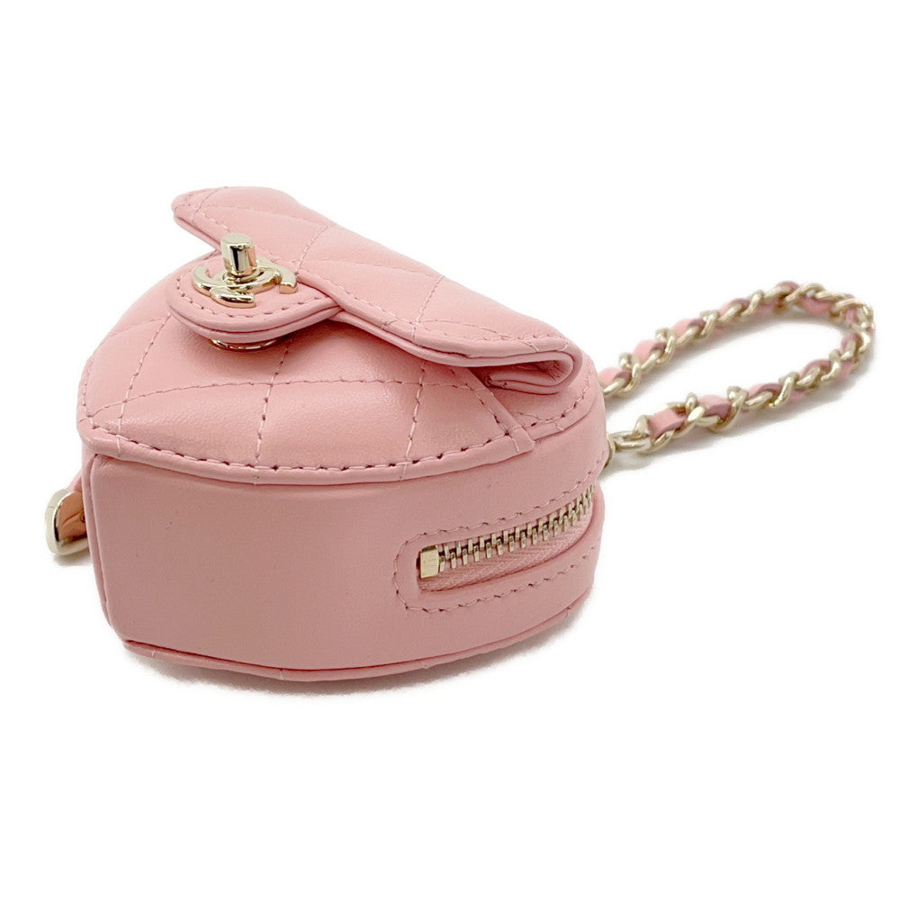 CHANEL Matelasse Mini Heart Bag Charm PinkAP4838 Lambskin