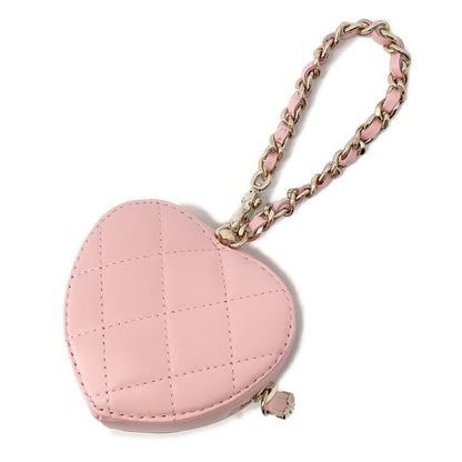 CHANEL Matelasse Mini Heart Bag Charm PinkAP4838 Lambskin