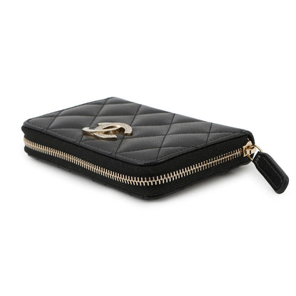 CHANEL Matelasse Classic Zip Coin Purse BlackAP4341 Caviar Leather/Rhinestone